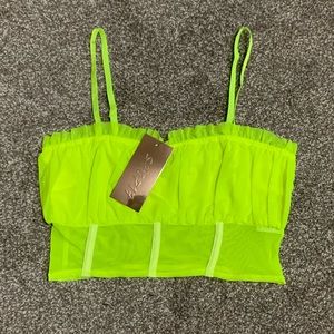 Neon Balconette Style Mesh Bralette Crop Top